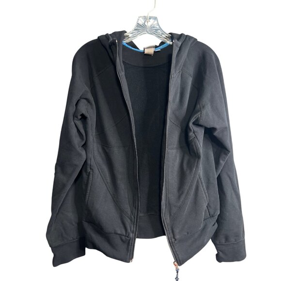 Cocymela Dark Blue Zip Hoodie W/ Thumb Holes Yoga Athleisure Wear Medium - Picture 3 of 7